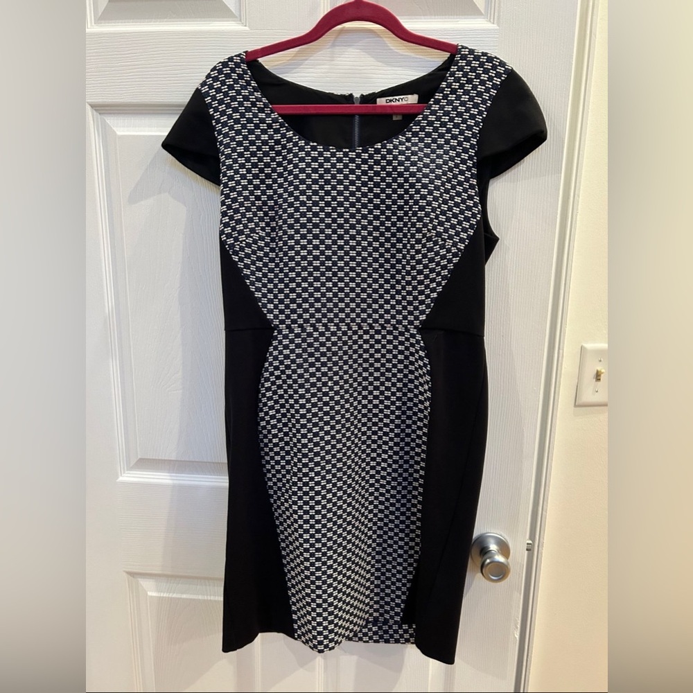 DKNYC Navy Tweed Sheath Dress sz 12